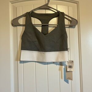 Good American Charcoal and White Sports Bra